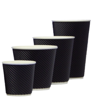GP Triple Wall 8oz Black Cups 90mm Box of 500 – Yummy Direct