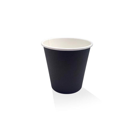 Pac Trading 8oz SW Hot Cup Black One Lid Fits All Box of 1000