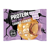 Cookie Man Individually Wrapped Protein Cookies White Choc Caramel Loaded with Biscuit Butter Box of 10
