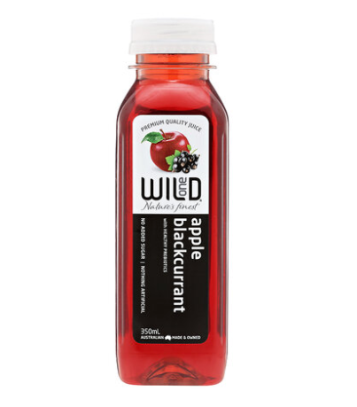 Wild One Premium Apple Blackcurrant Juice PET 350ml Boxes of 12