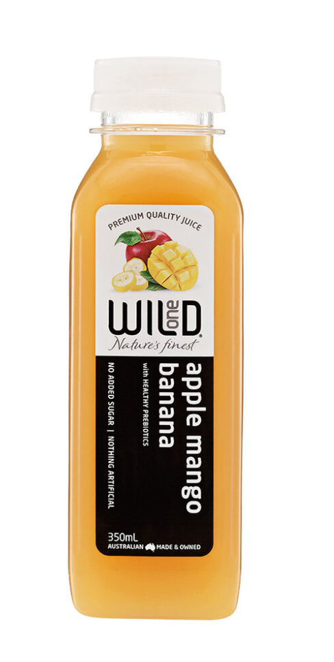 Wild One Premium Apple Mango Banana Juice PET 350ml Boxes of 12