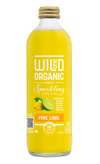 Wild One Organic Sparkling Mineral Water Pine Lime 345ml Boxes of 12