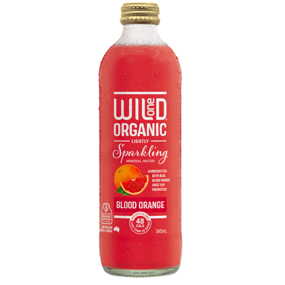Wild One Organic Sparkling Mineral Water Blood Orange 345ml Boxes of 12