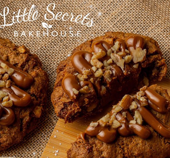 Little Secrets Bakehouse Gluten Free Banana Bread Dulce De Leche & Walnut Loaded Cookie Box of 6