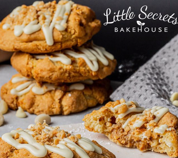 Little Secrets Bakehouse Gluten Free Macadamia, White Chocolate & Caramel Loaded Cookie Box of 6