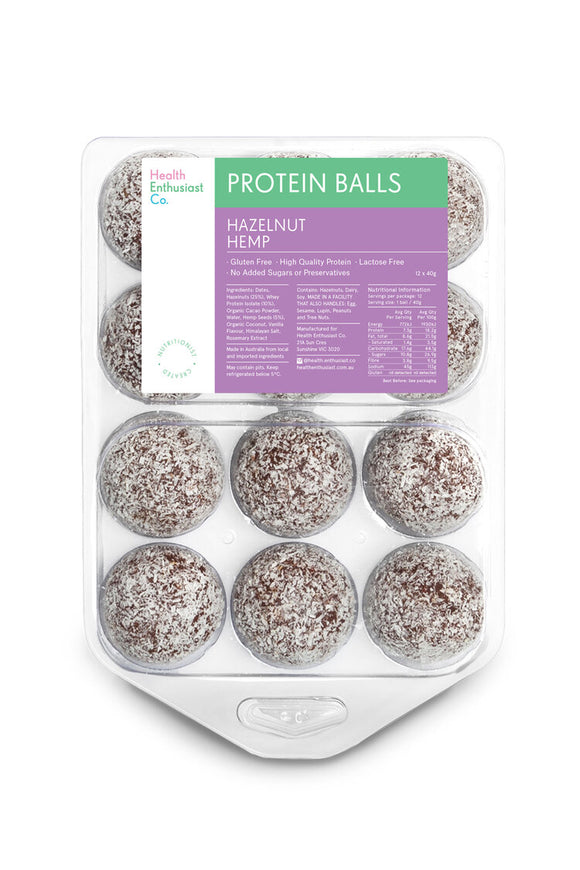 Health Enthusiast Co Bulk Pack Gluten Free Hazelnut Hemp Protein Balls