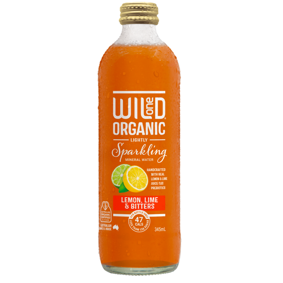 Wild One Organic Sparkling Mineral Water Lemon Lime & Bitters 345ml Boxes of 12